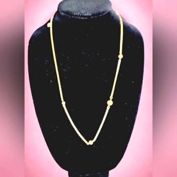 AVON NECKLACE Chain Delicate BALL GOLD-TONE 17.5" VINTAGE 1977 - Picture 4 of 12